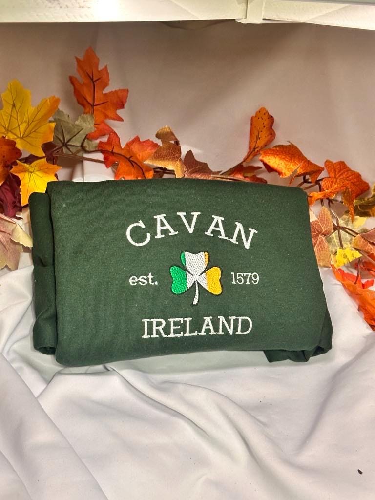 Cavan Ireland embroidered sweatshirt; Cavanembroidered crewneck. Holiday/ Christmas gift for her/him.